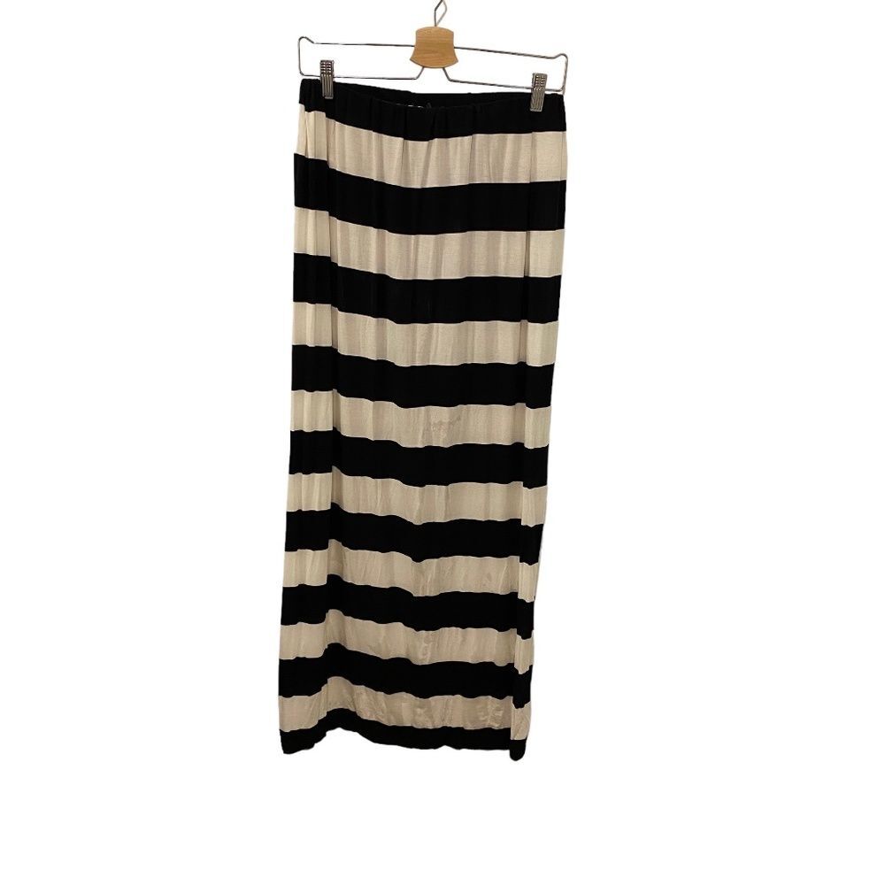Armani Exchange Striped Maxi Pencil Skirt Black White Side Slit Women's Medium